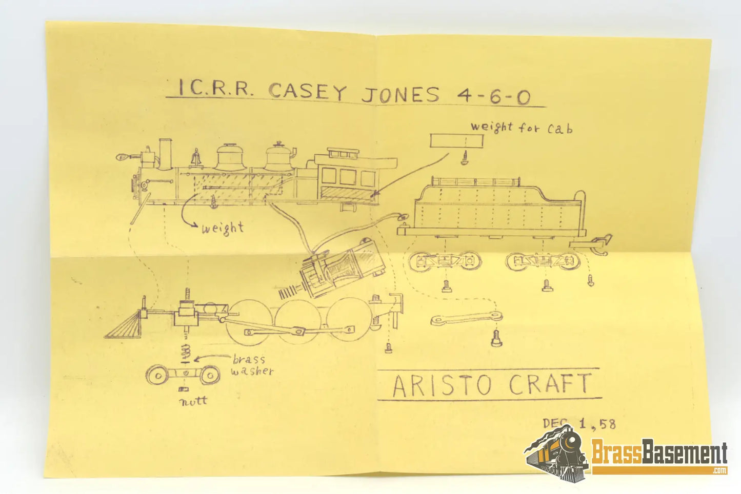 Ho Brass - Aristo Craft Icrr Casey Jones #382 Deluxe Kit Original Box Steam