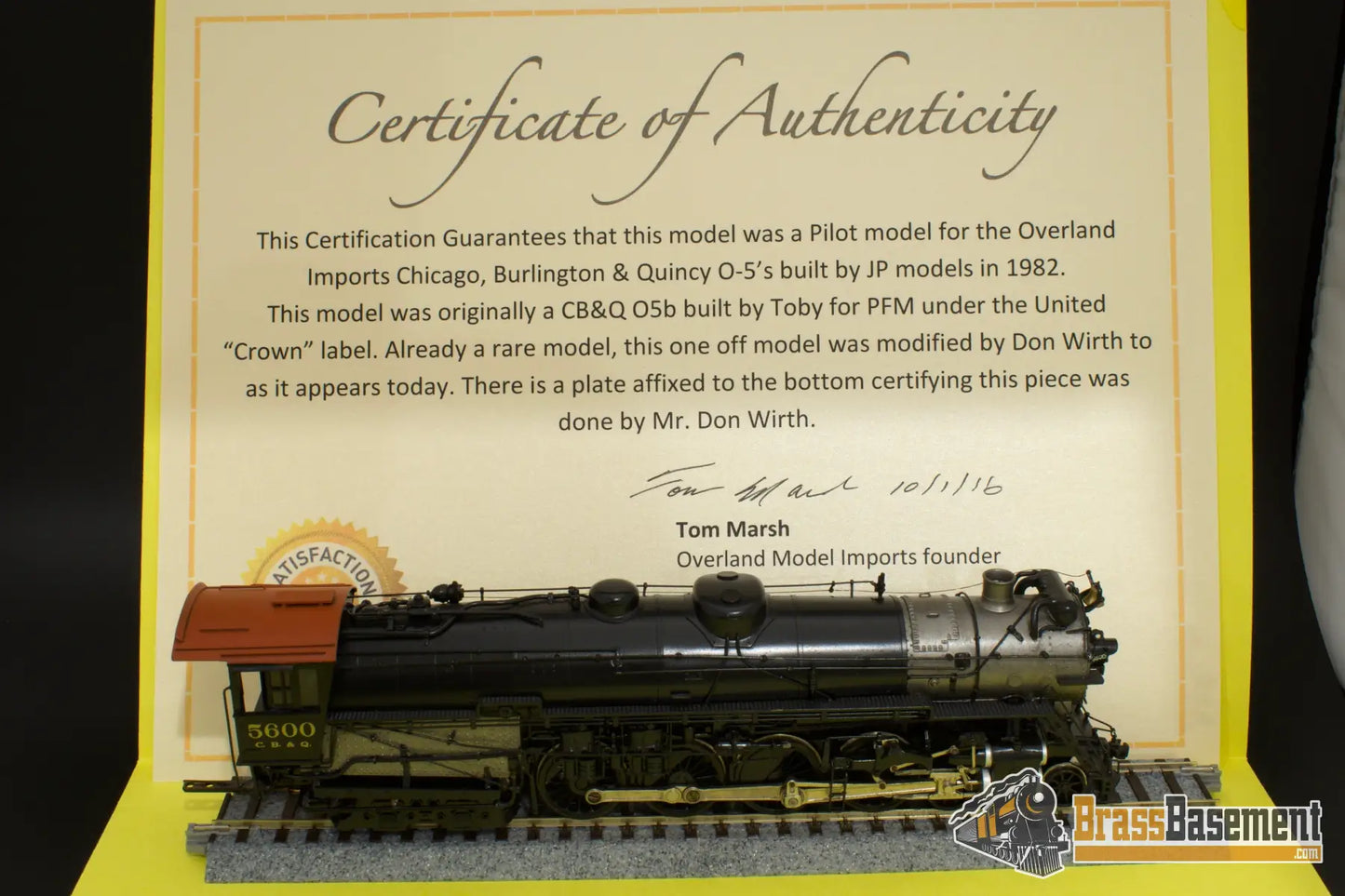 Ho Brass - Birthmark Cb&Q Burlington O - 5 4 - 8 - 4 Omi Pilot Model One Of Pro Paint Steam