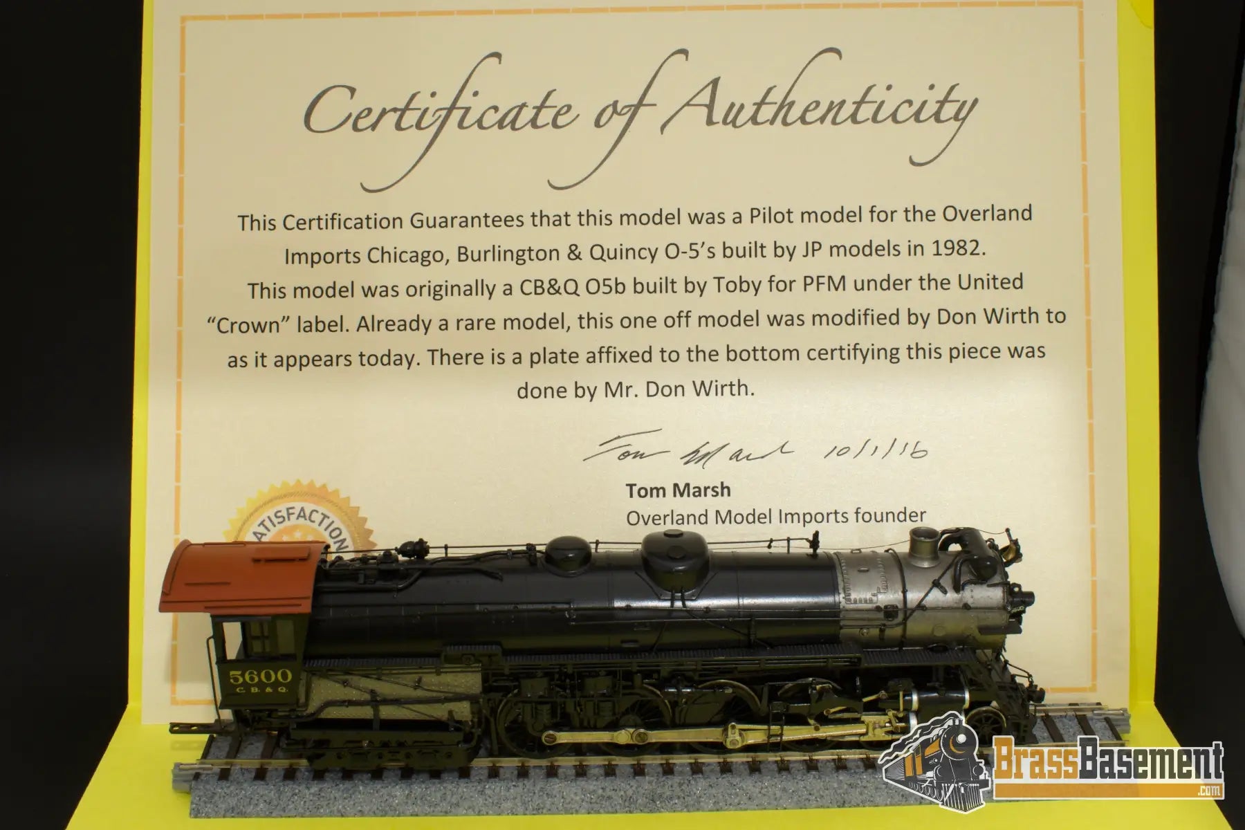 Ho Brass - Birthmark Cb&Q Burlington O - 5 4 - 8 - 4 Omi Pilot Model One Of Pro Paint Steam