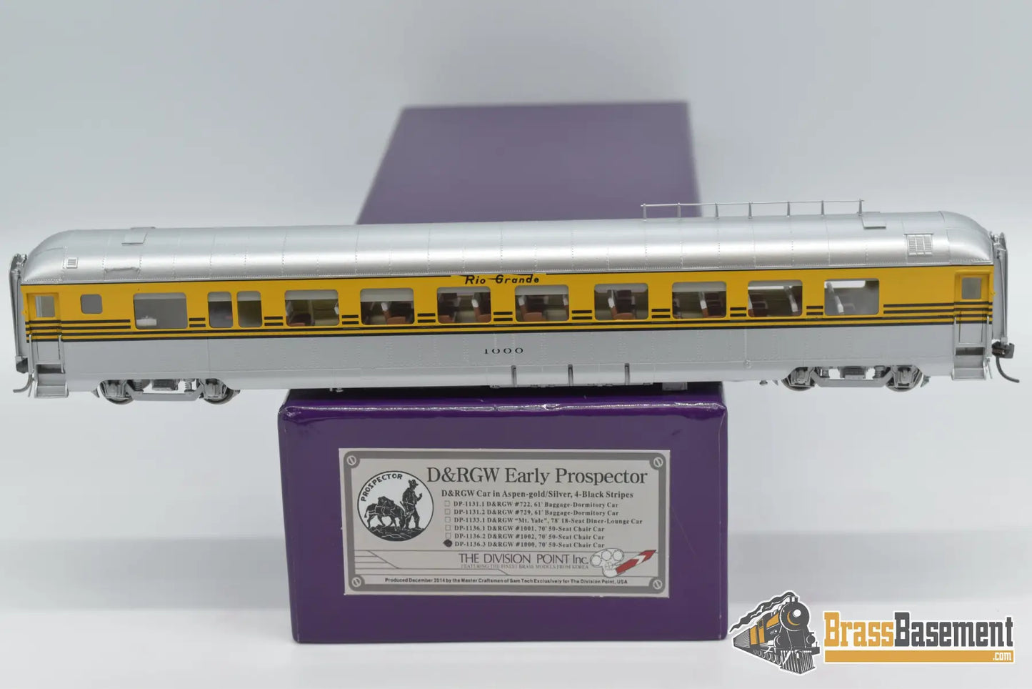 Ho Brass Div Dp 1136 Denver & Rio Grande Western Drgw 1000 Coach - Gold Passenger