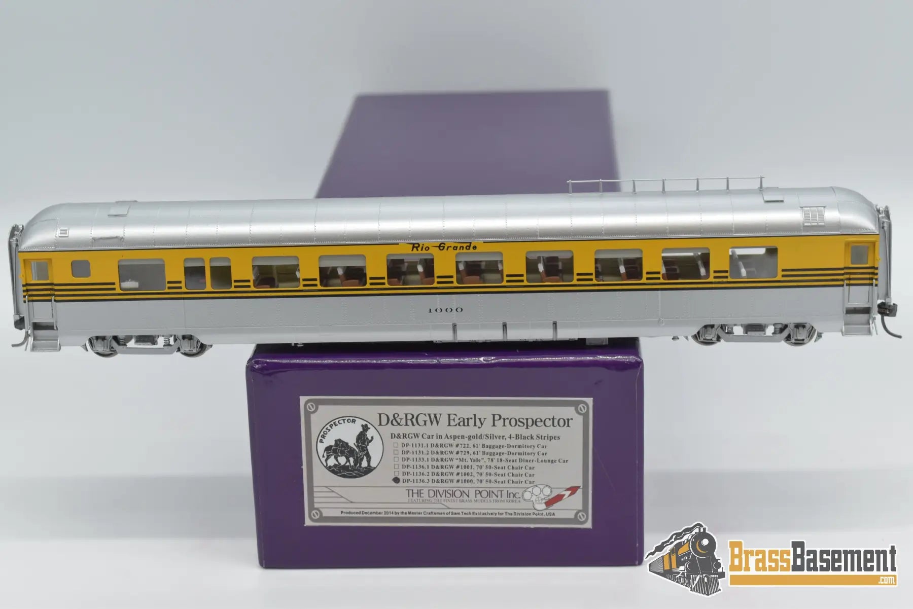 Ho Brass Div Dp 1136 Denver & Rio Grande Western Drgw 1000 Coach - Gold Passenger