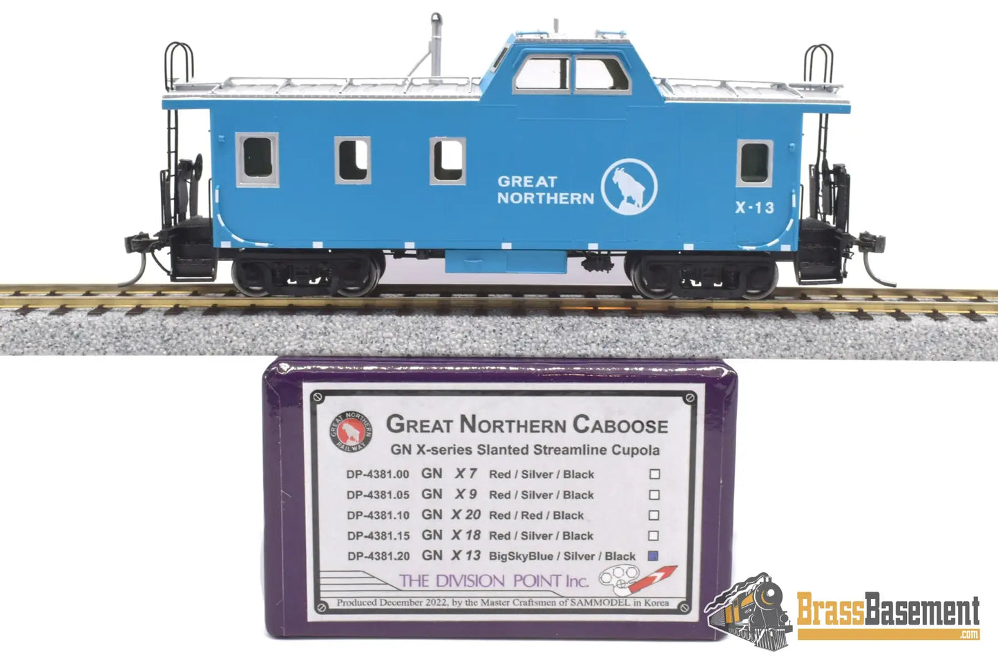 Ho Brass - Dp - 4381.20 Division Point Great Northern Gn X13 Streamlined Caboose Big Sky Blue New