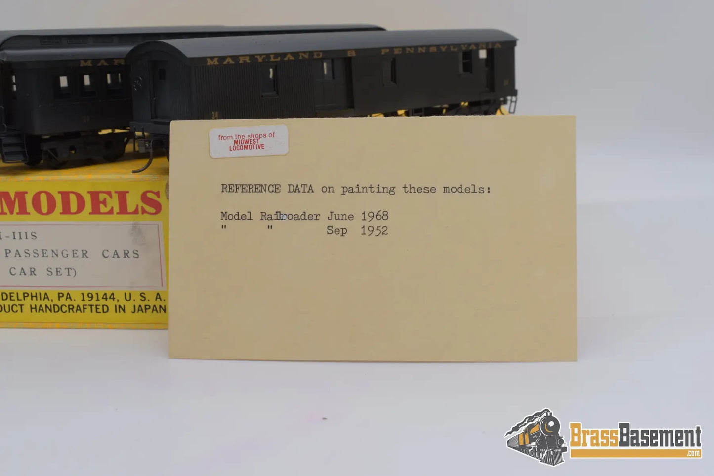 Ho Brass - Gem 3 Car Ma&Pa Maryland & Pennsylvania Set C/P Nice Passenger
