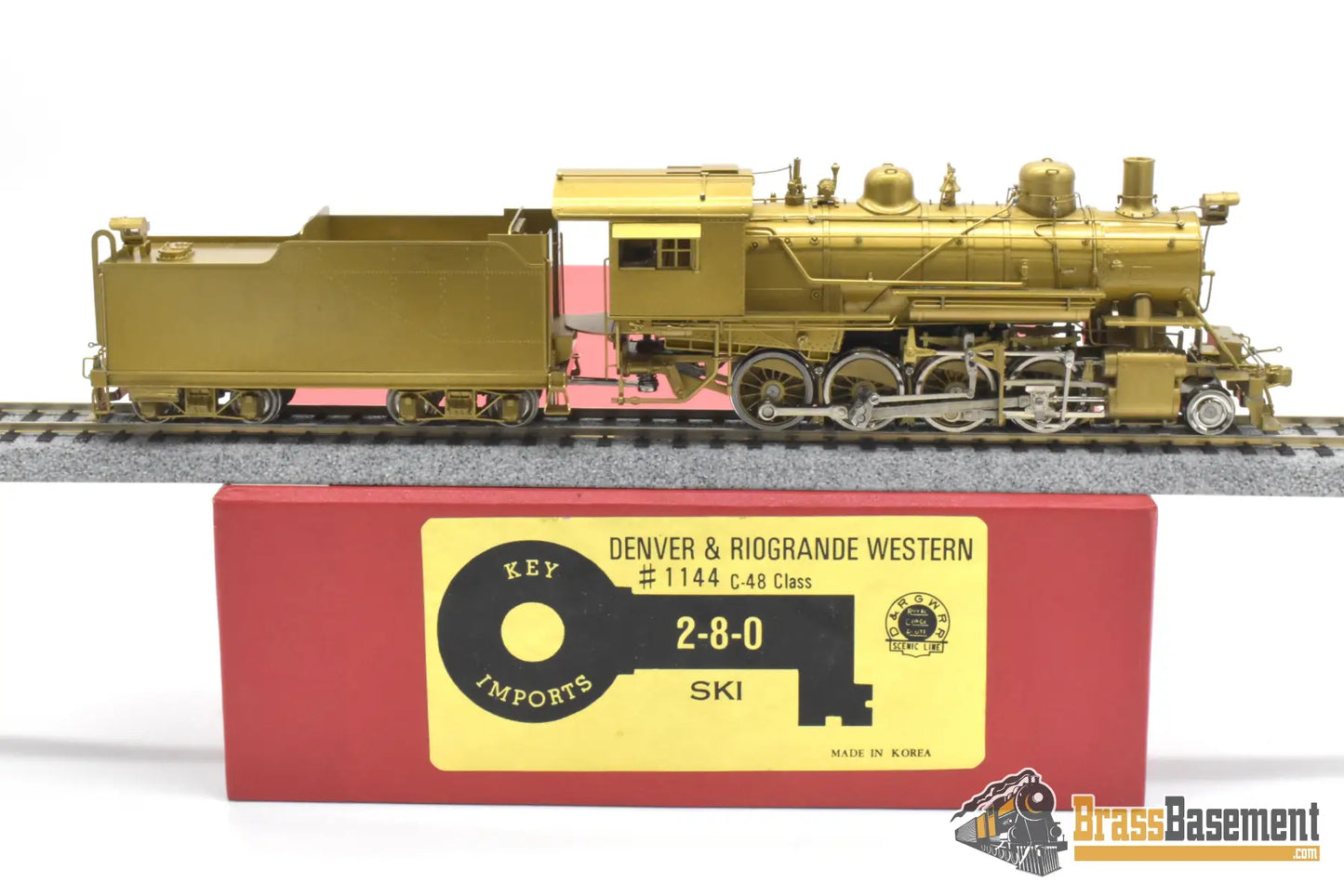 HO Brass - Key Imports DRGW Rio Grande 2-8-0 C-48 #1144 - Unpainted Runs Well Steam