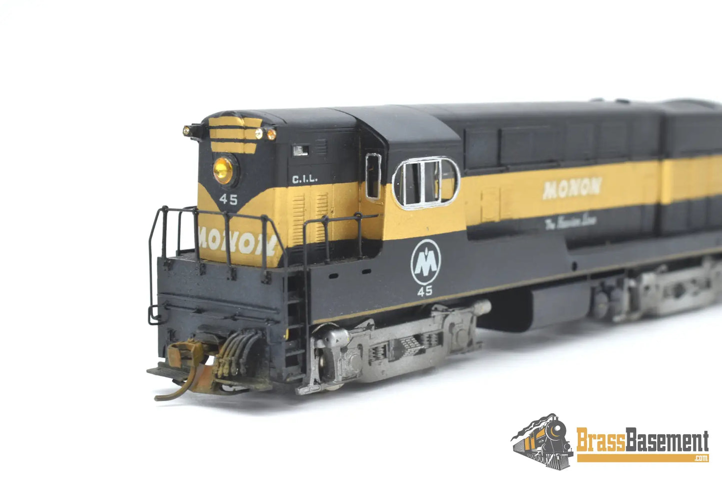 Ho Brass - Key Imports Monon Black/Gold H - 16 - 44 Loewy Style W/ Aar Trucks Diesel