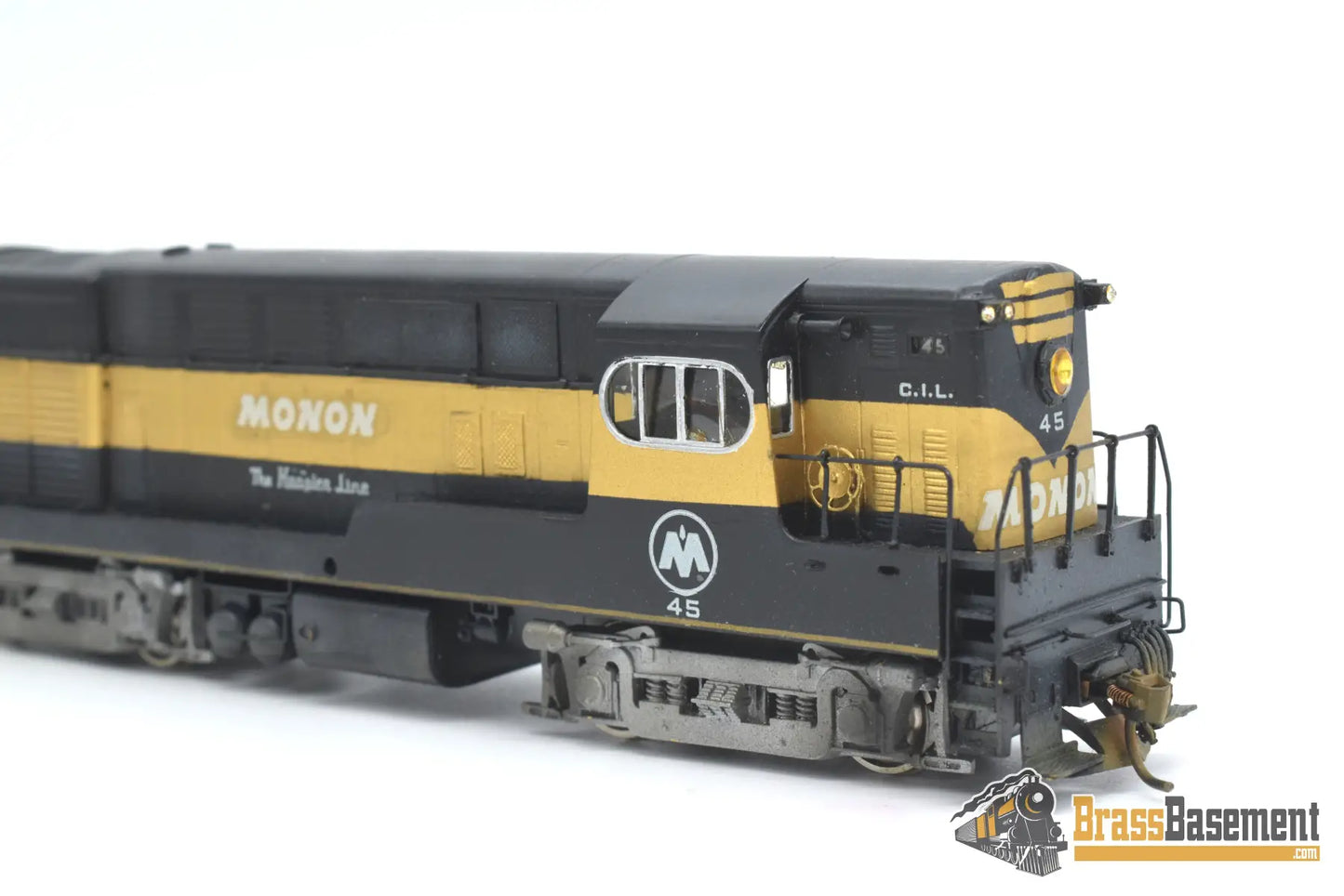Ho Brass - Key Imports Monon Black/Gold H - 16 - 44 Loewy Style W/ Aar Trucks Diesel