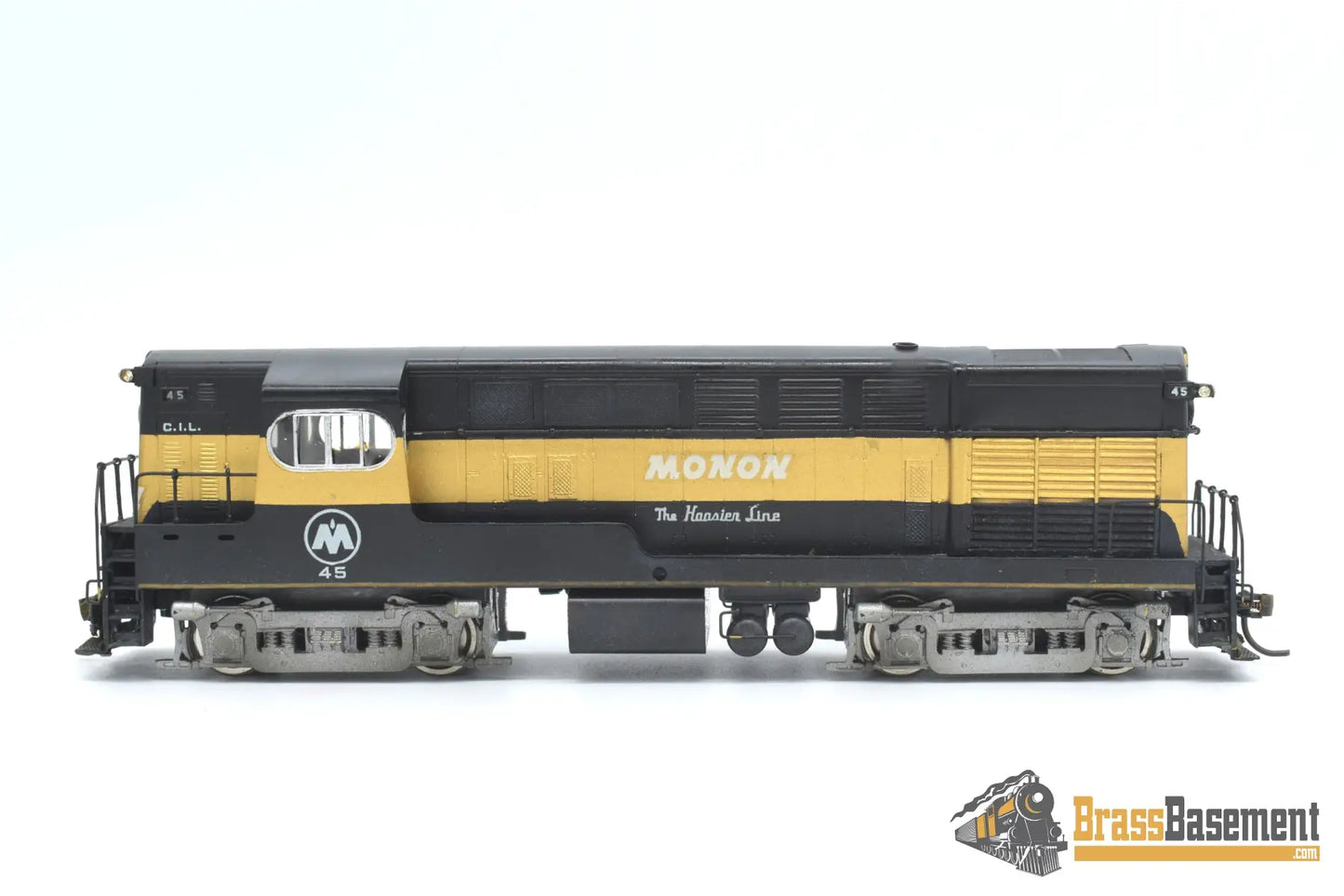 Ho Brass - Key Imports Monon Black/Gold H - 16 - 44 Loewy Style W/ Aar Trucks Diesel