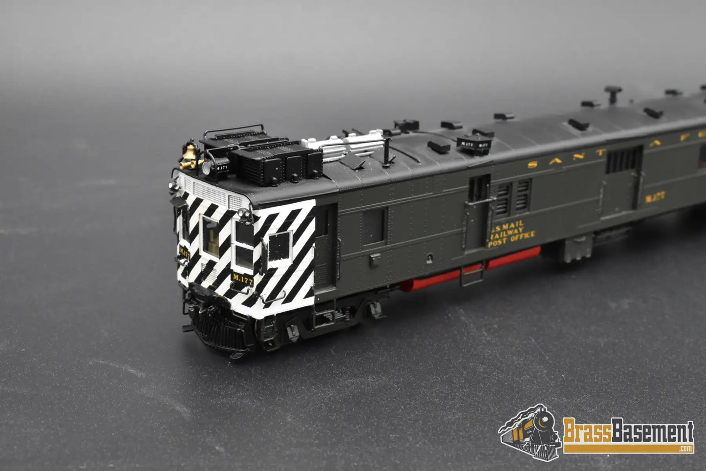 HO Brass – Key Imports Santa Fe ATSF EMD Motor Car M-177 – FP – Zebra Stripe – Mint Passenger