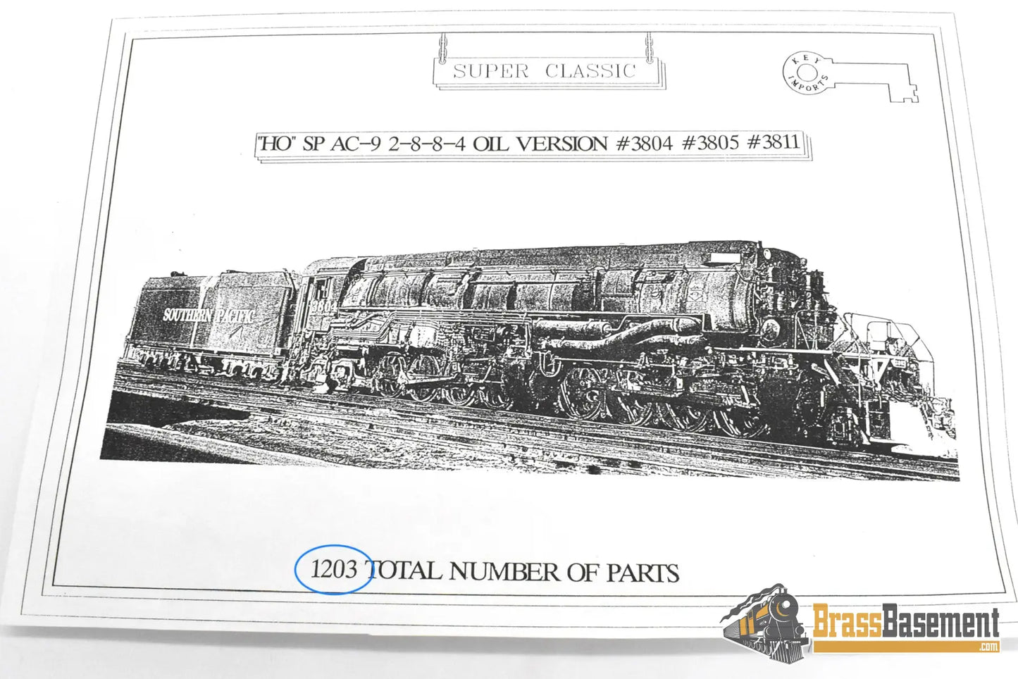 HO Brass – Key Imports SP Southern Pacific AC-9 2-8-8-4 #3811 – Oil – F/P – Mint Steam Locomotive