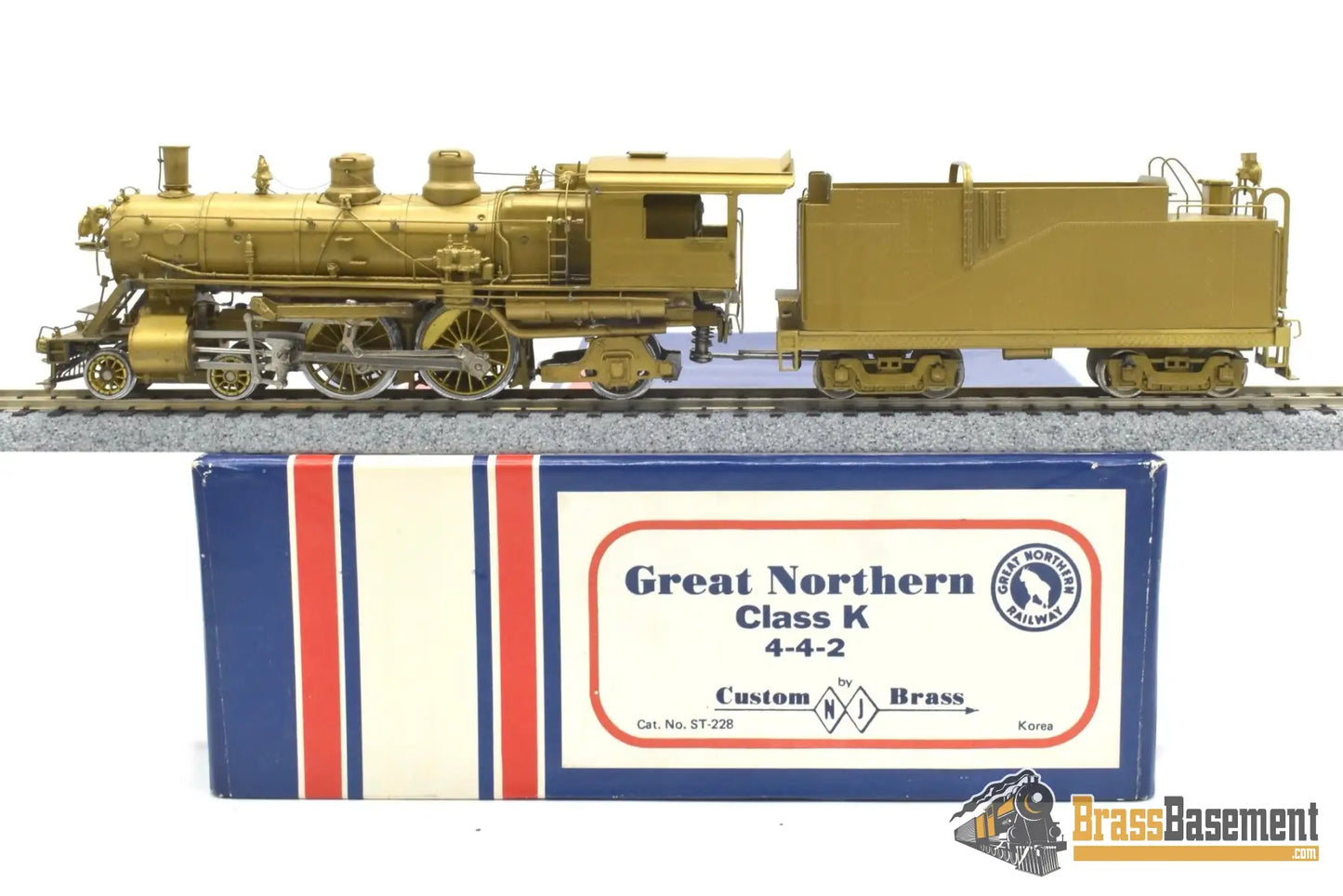 HO Brass - NJCB ST-228 Great Northern GN ’K’ 4-4-2 - Unpainted Mint Electric