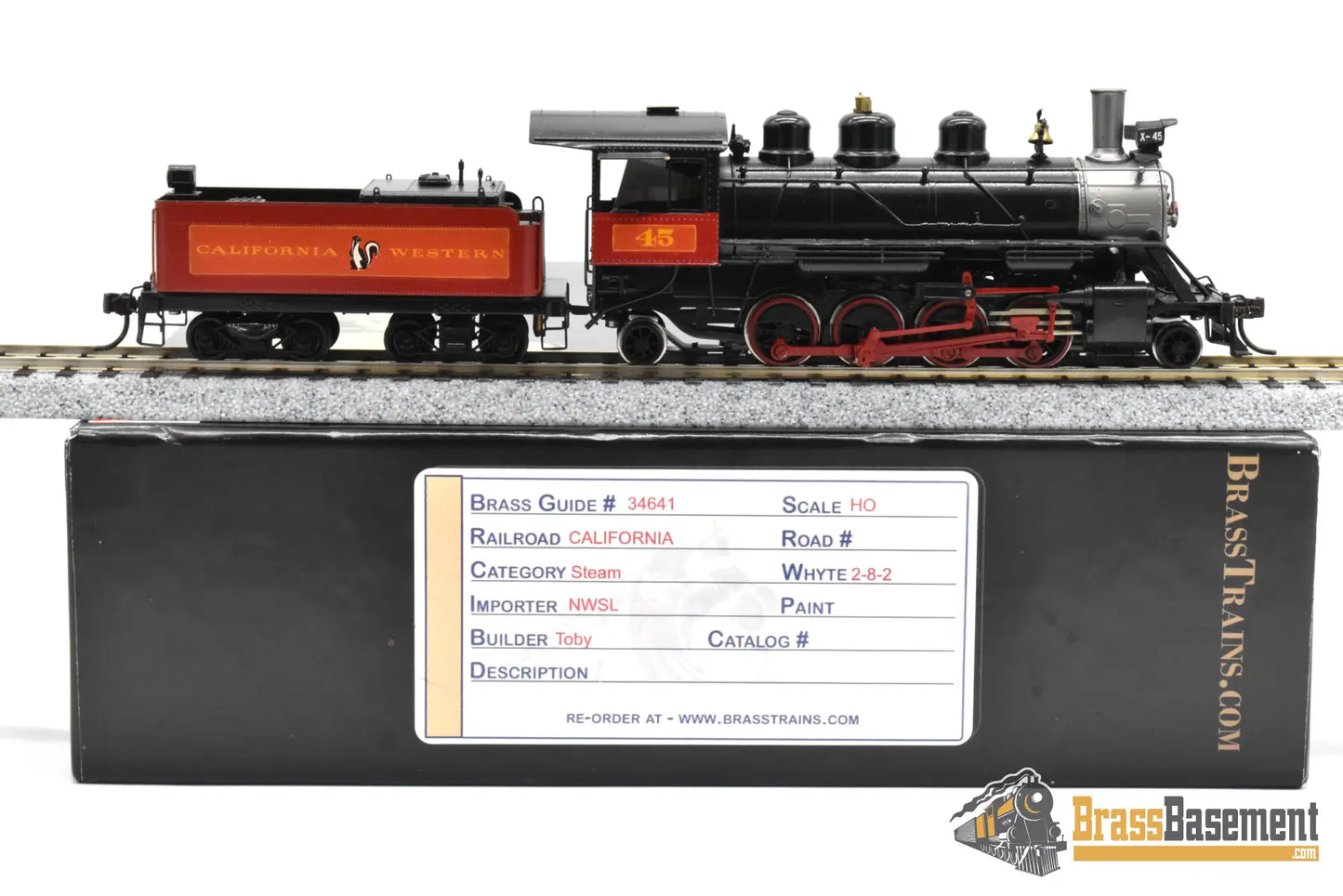 HO Brass NWSL Baldwin 70 ton Logging Mikado 2 8 2 California Western #45 SUPER PRO PAINT Steam
