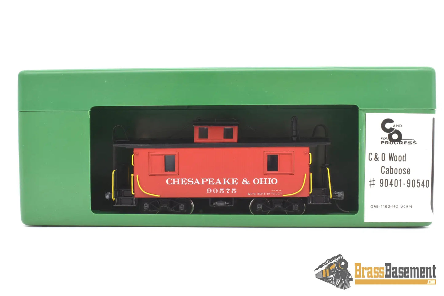 Ho Brass - Omi - 1160 C&O Chesapeake & Ohio Wood Caboose #90575 Pro Paint