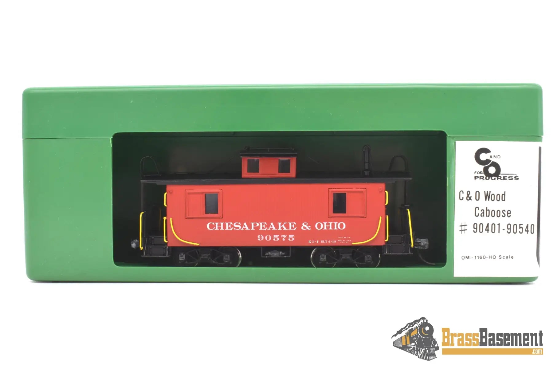 Ho Brass - Omi - 1160 C&O Chesapeake & Ohio Wood Caboose #90575 Pro Paint