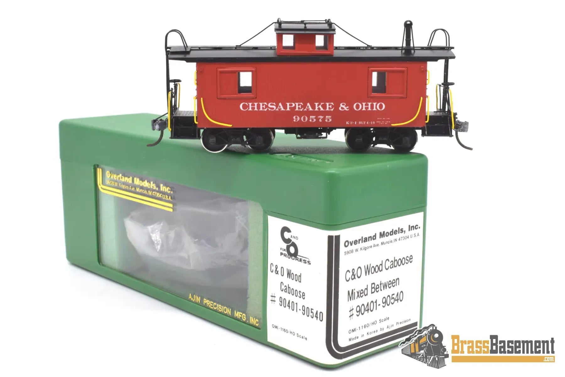Ho Brass - Omi - 1160 C&O Chesapeake & Ohio Wood Caboose #90575 Pro Paint