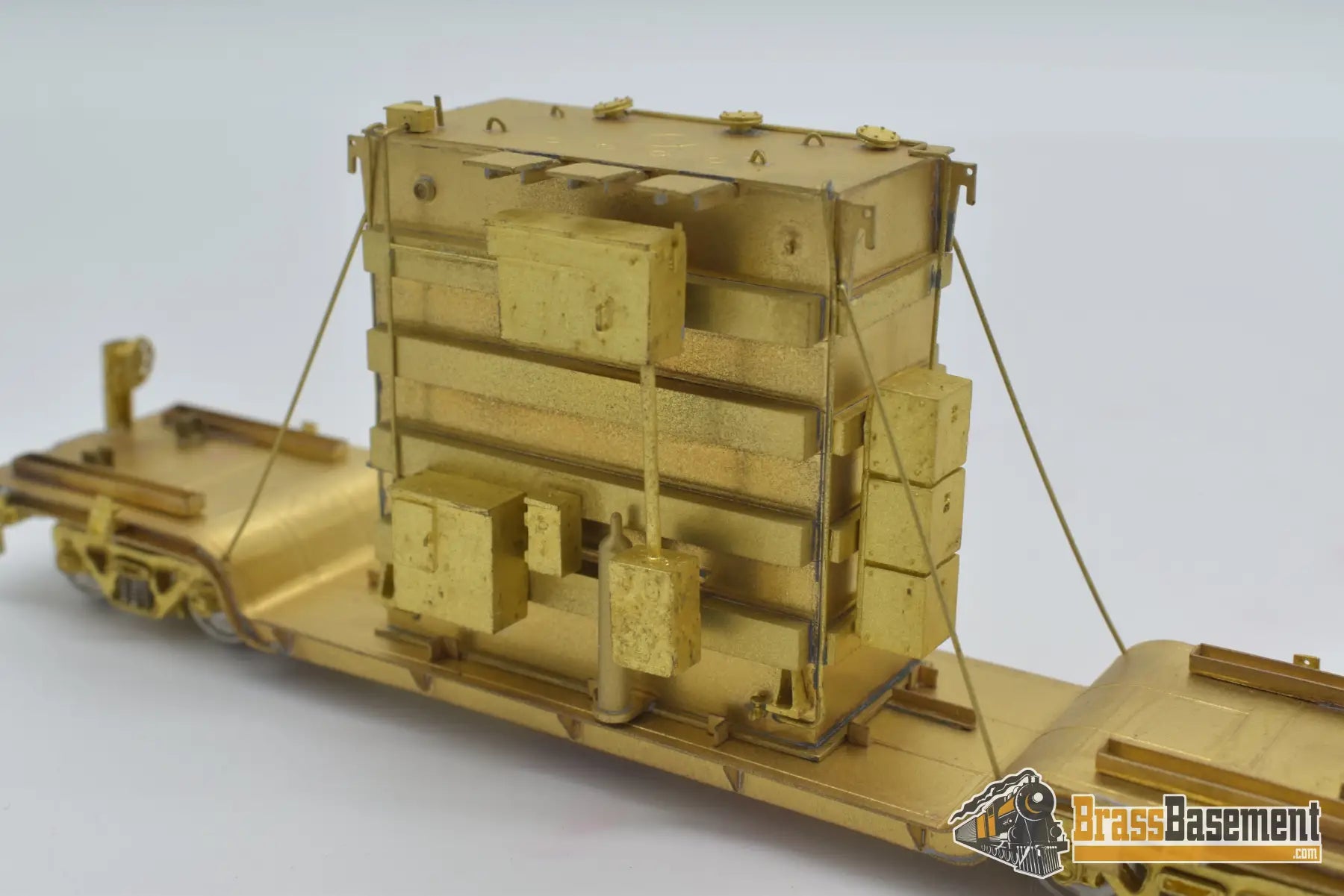 Ho Brass - Omi 1347 Center Flat Car W/ Transformer Load Unpainted Freight