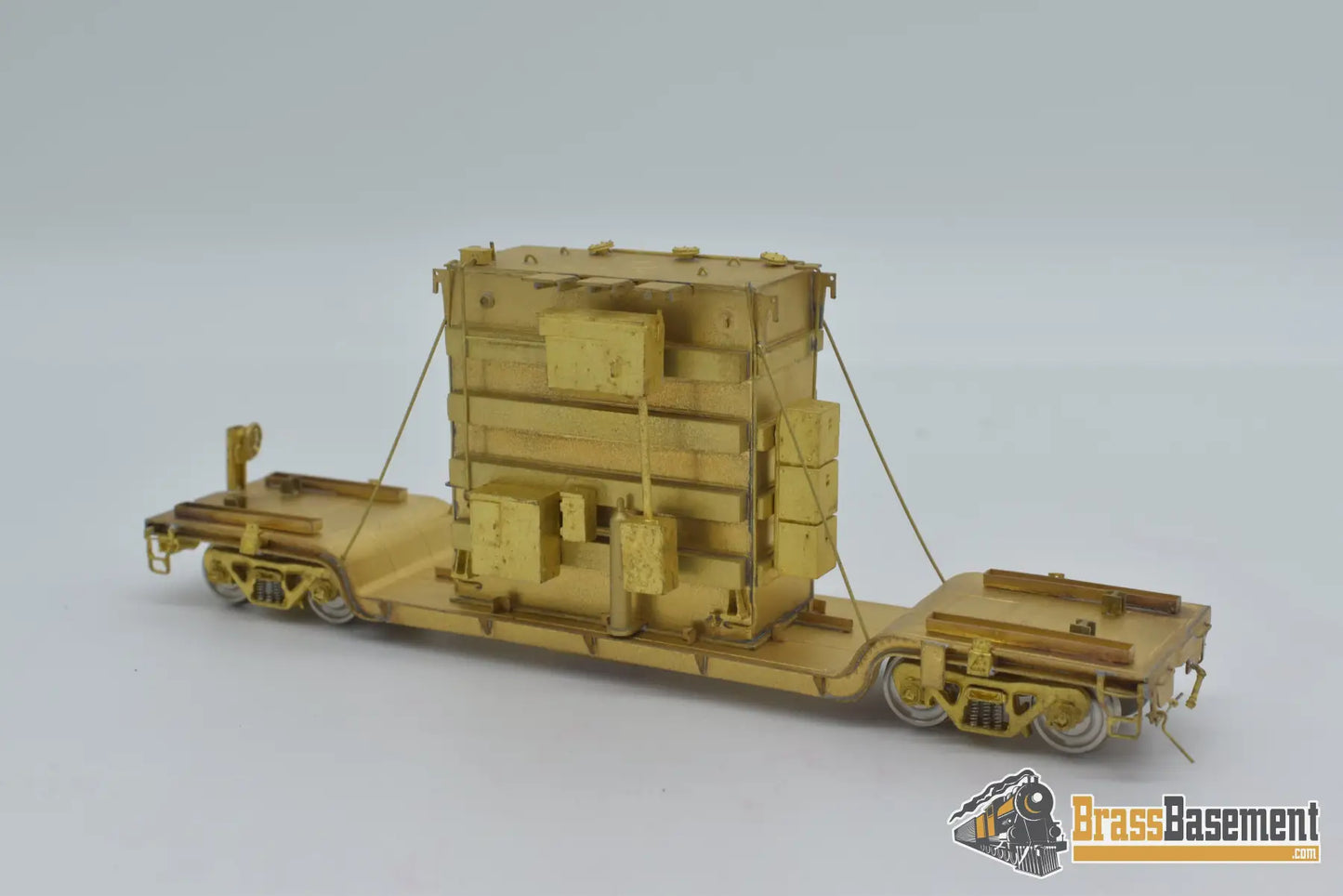 Ho Brass - Omi 1347 Center Flat Car W/ Transformer Load Unpainted Freight