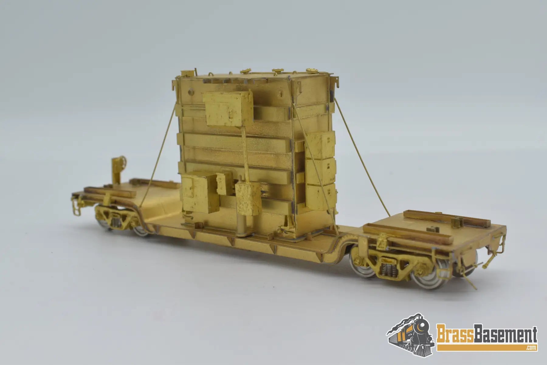 Ho Brass - Omi 1347 Center Flat Car W/ Transformer Load Unpainted Freight