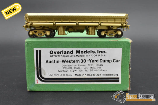 HO Brass – OMI 1371 Austin‑Western 30‑Yard Dump Car – Unpainted – Mint Maintenance of Way