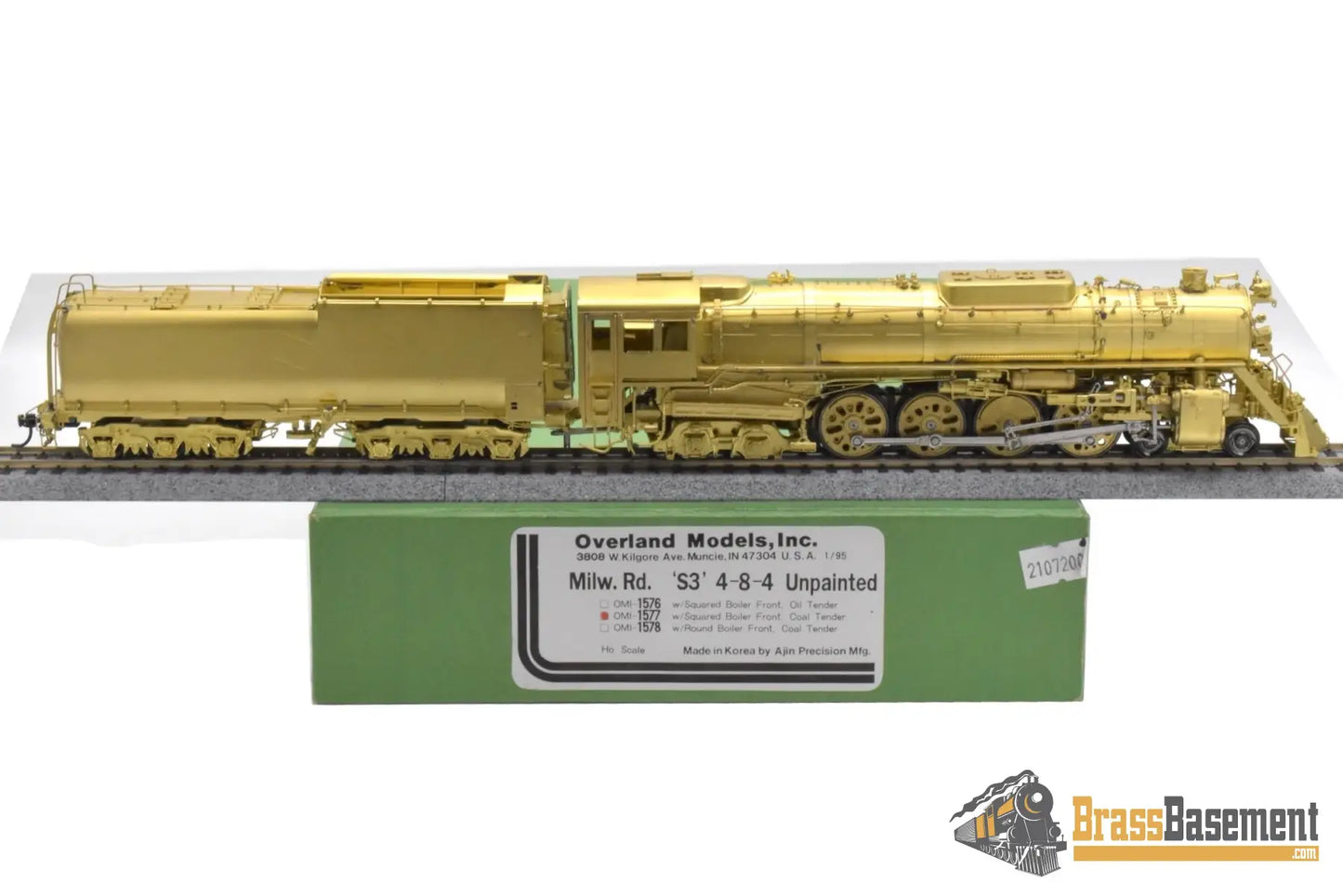 HO Brass - OMI 1577 Milwaukee Road ’S3’ 4-8-4 Northern Square Boiler Front Coal Tender - Unpainted Steam