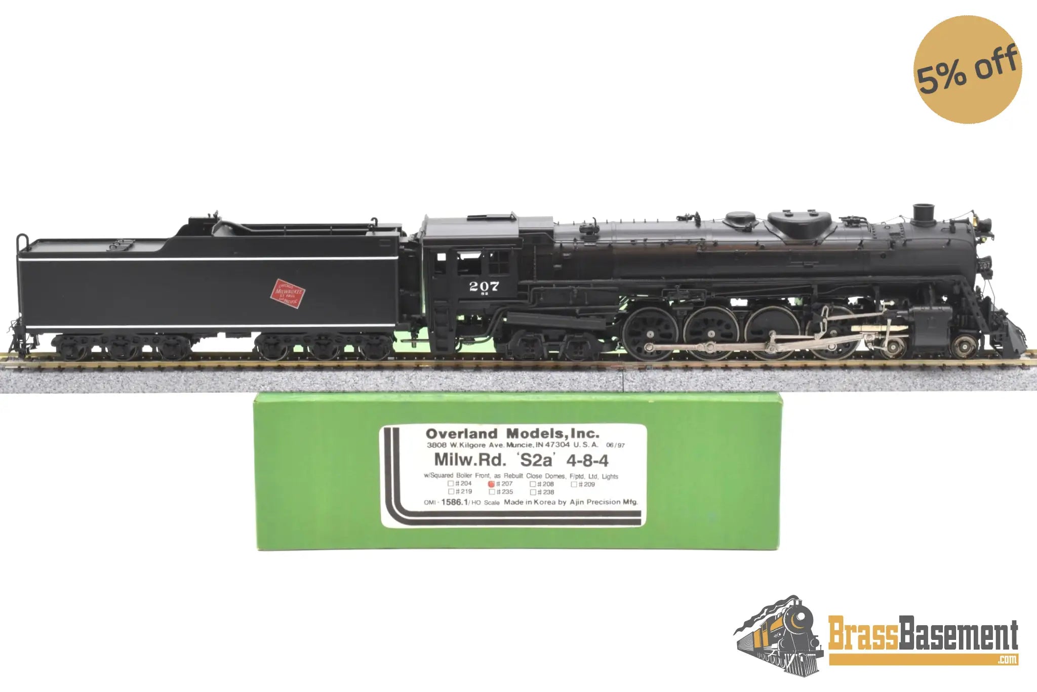 HO Brass - OMI 1586.1 Milwaukee Road 'S2a' 4-8-4 Northern #207