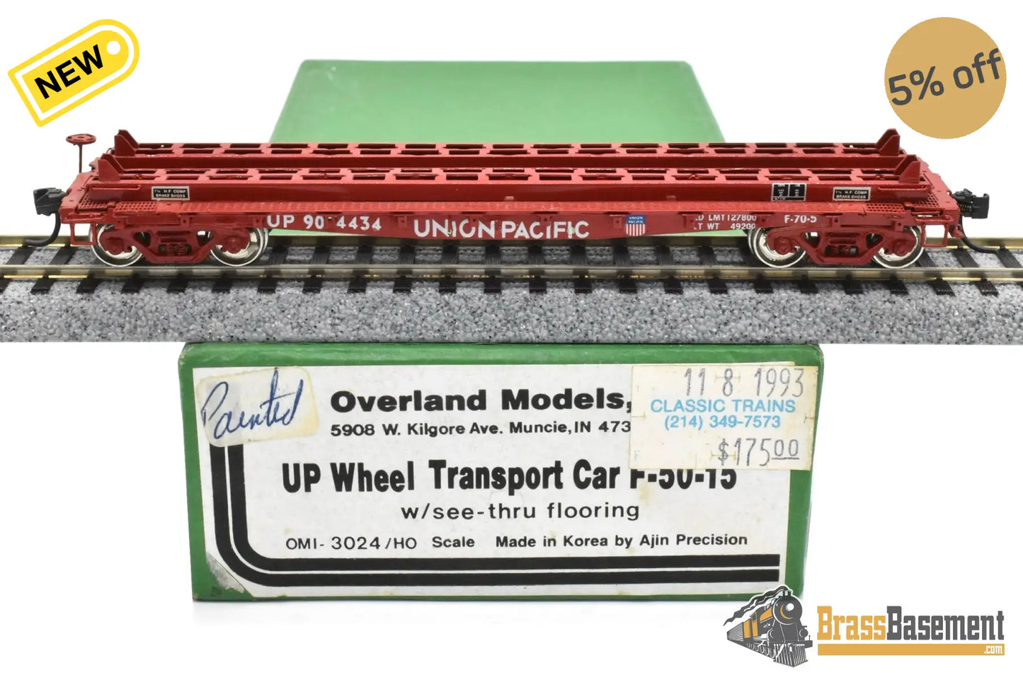 HO Brass OMI 3024.1 Union Pacific UP 42’ Wheel Transport Flat Car F 50 15 CP Freight