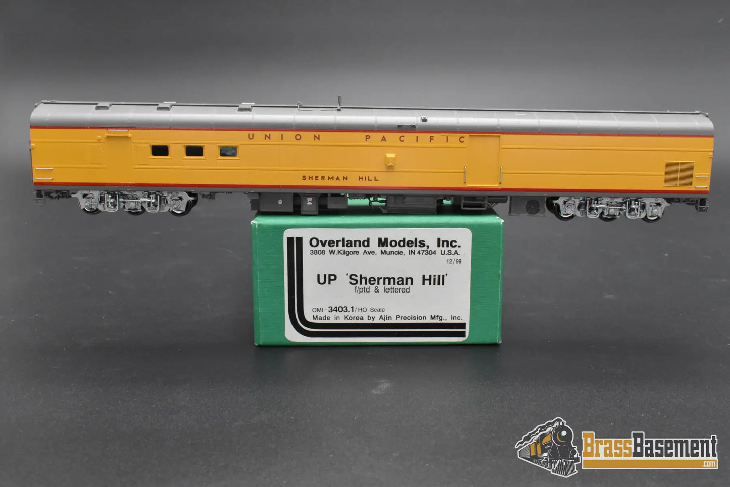 HO Brass – Overland Models UP ‘Sherman Hill’ Car – F/P – Mint HO Brass Passenger Car