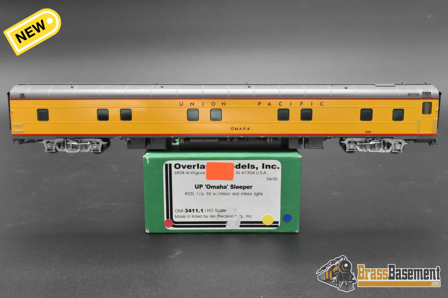 HO Brass – Overland Models UP ‘Omaha’ Sleeper #200 – F/P – Mint HO Brass Passenger Car