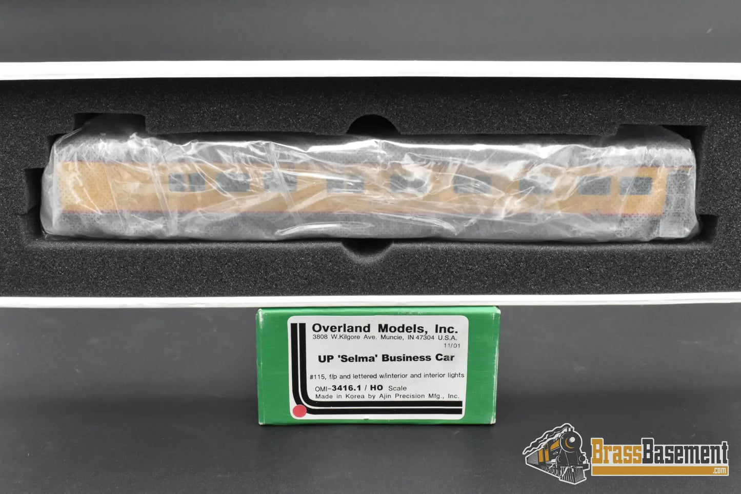 HO Brass – Overland Models UP ‘Selma’ Business Car – #115 – F/P – Mint HO Brass Passenger Car