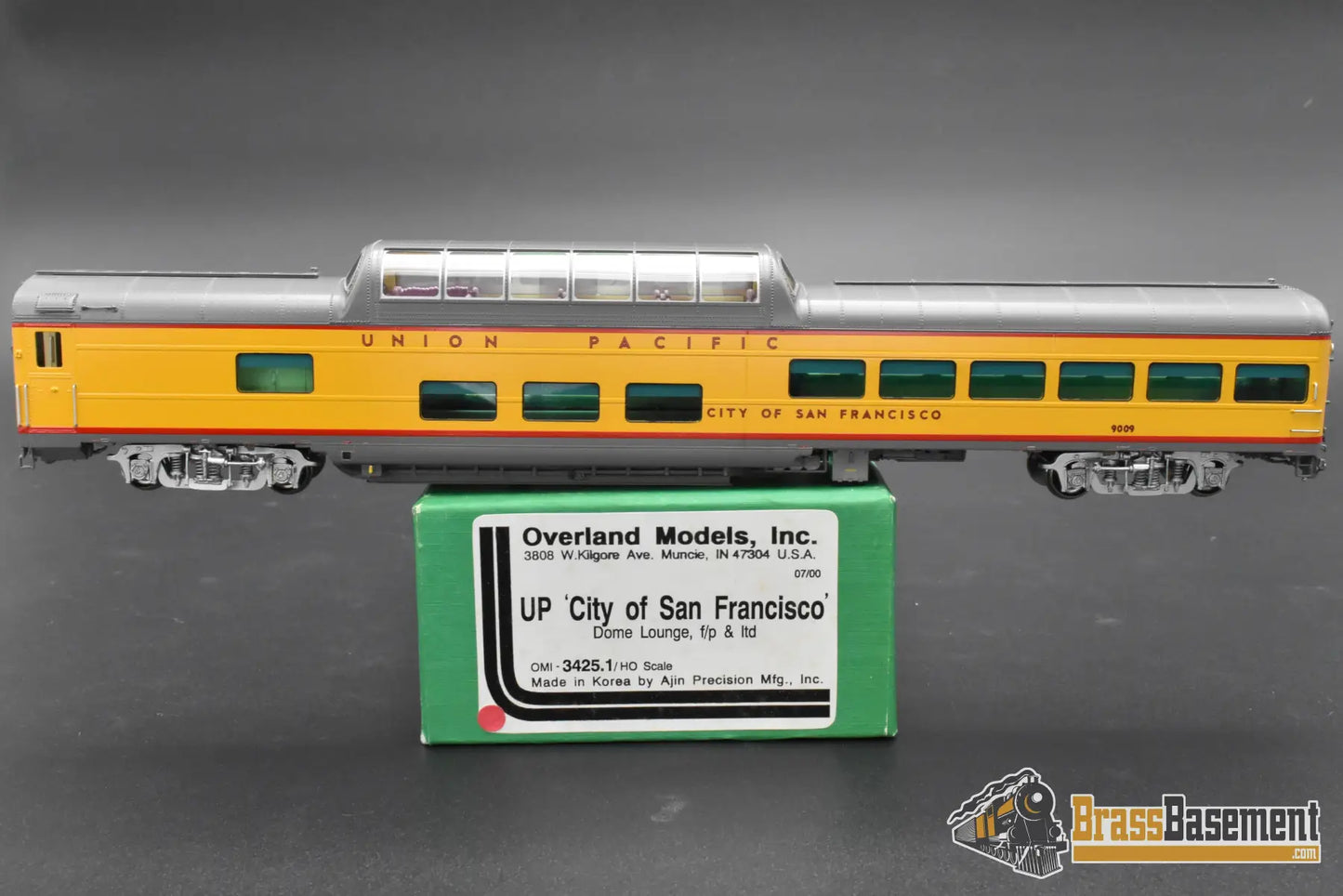 HO Brass – Overland Models UP ‘City of San Francisco’ Dome Lounge #9009 – F/P – Mint HO Brass Passenger Car