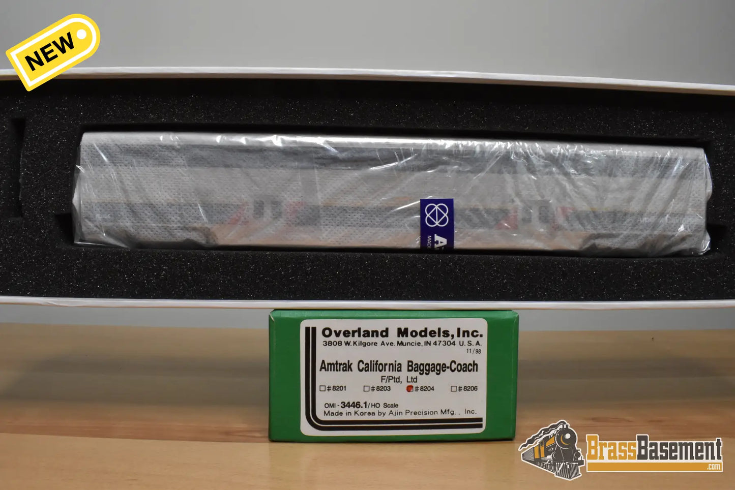 HO Brass - OMI 3446.1 Amtrak California Baggage-Coach #8204 - F/P NIB Diesel