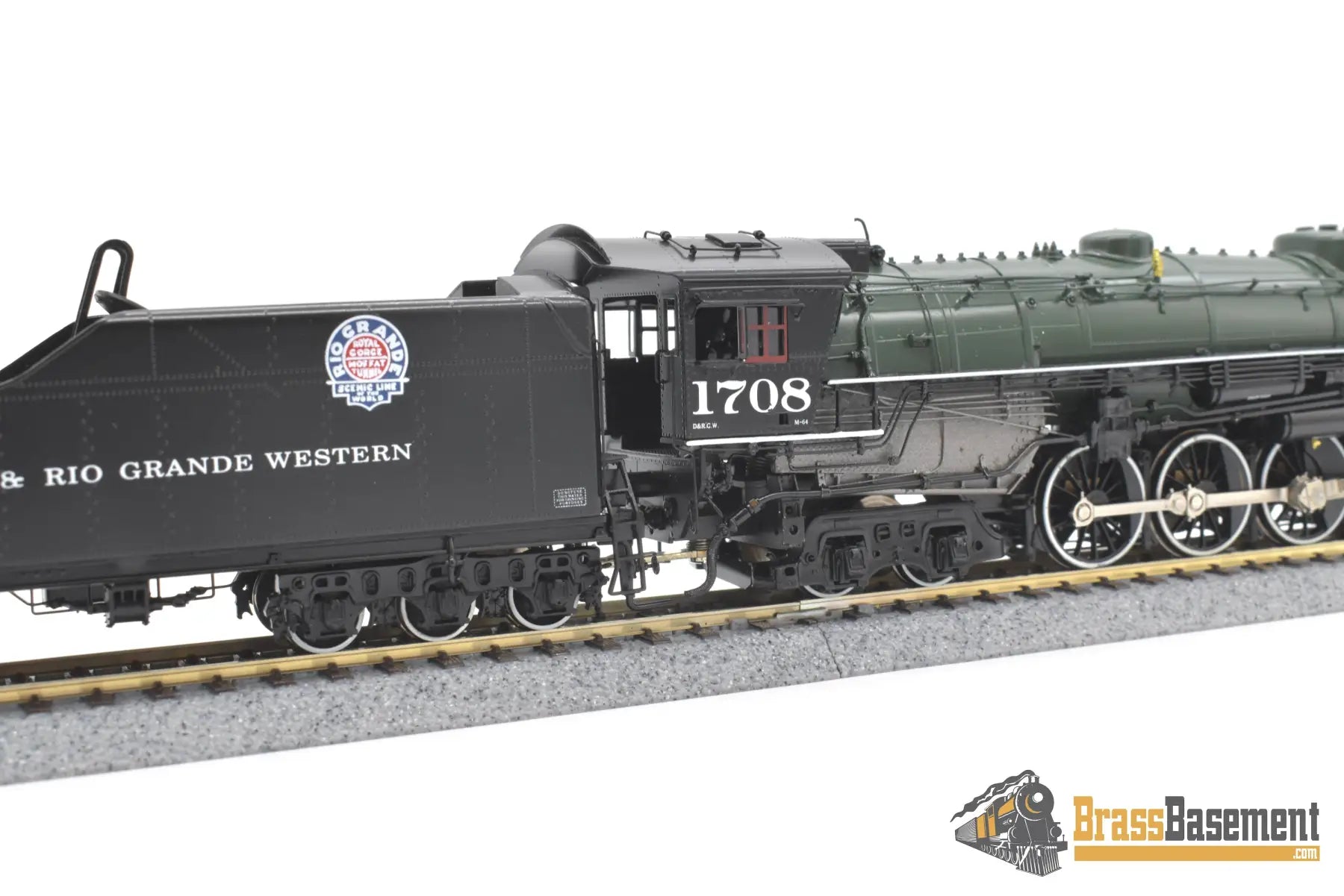 Ho Brass - Omi 4511.2 Rio Grande Drgw M - 64 4 - 8 - 4 #1708 F/P Green Boiler Royal Gorge Scheme