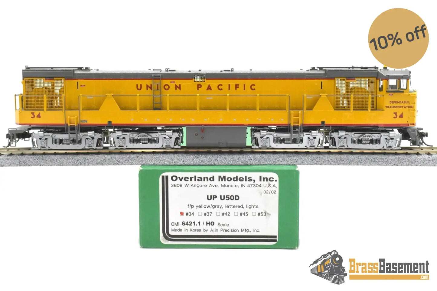 Ho Brass - Omi 6421.1 Union Pacific Up U50D #34 ‘Dependable Transportation’ F/P 2002 Run Diesel
