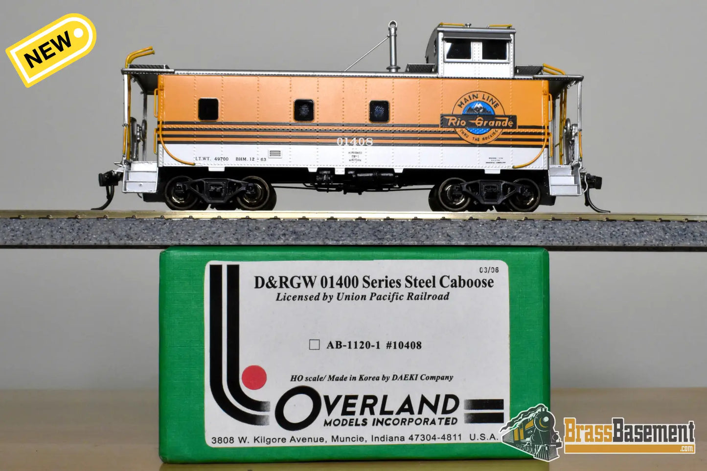 HO Brass OMI AB 1120 1 Rio Grande DRGW Steel Riveted Caboose Sealed Windows 4 Stripe Caboose