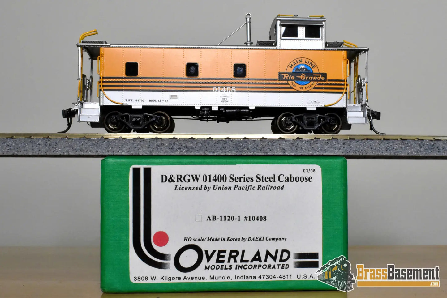 HO Brass OMI AB 1120 1 Rio Grande DRGW Steel Riveted Caboose Sealed Windows 4 Stripe Caboose