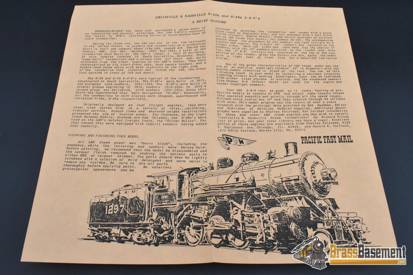 HO Brass – Pacific Fast Mail SKI L&N Louisville & Nashville H-28a 2-8-0 – Unpainted – Mint Steam