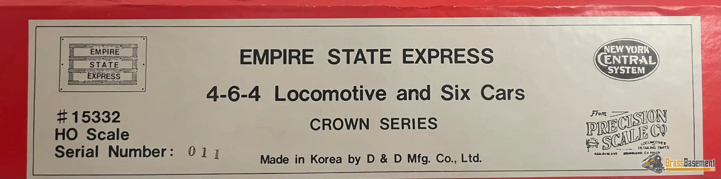 Ho Brass - Psc 15332 Nyc New York Central Empire State Express 4 - 6 - 4 Locomotive And Six Cars