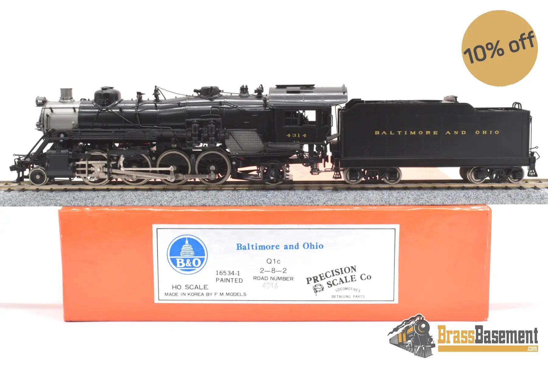 HO Brass - PSC 16534-1 B&O Baltimore & Ohio 2-8-2 Q-1c #4314 - F/P