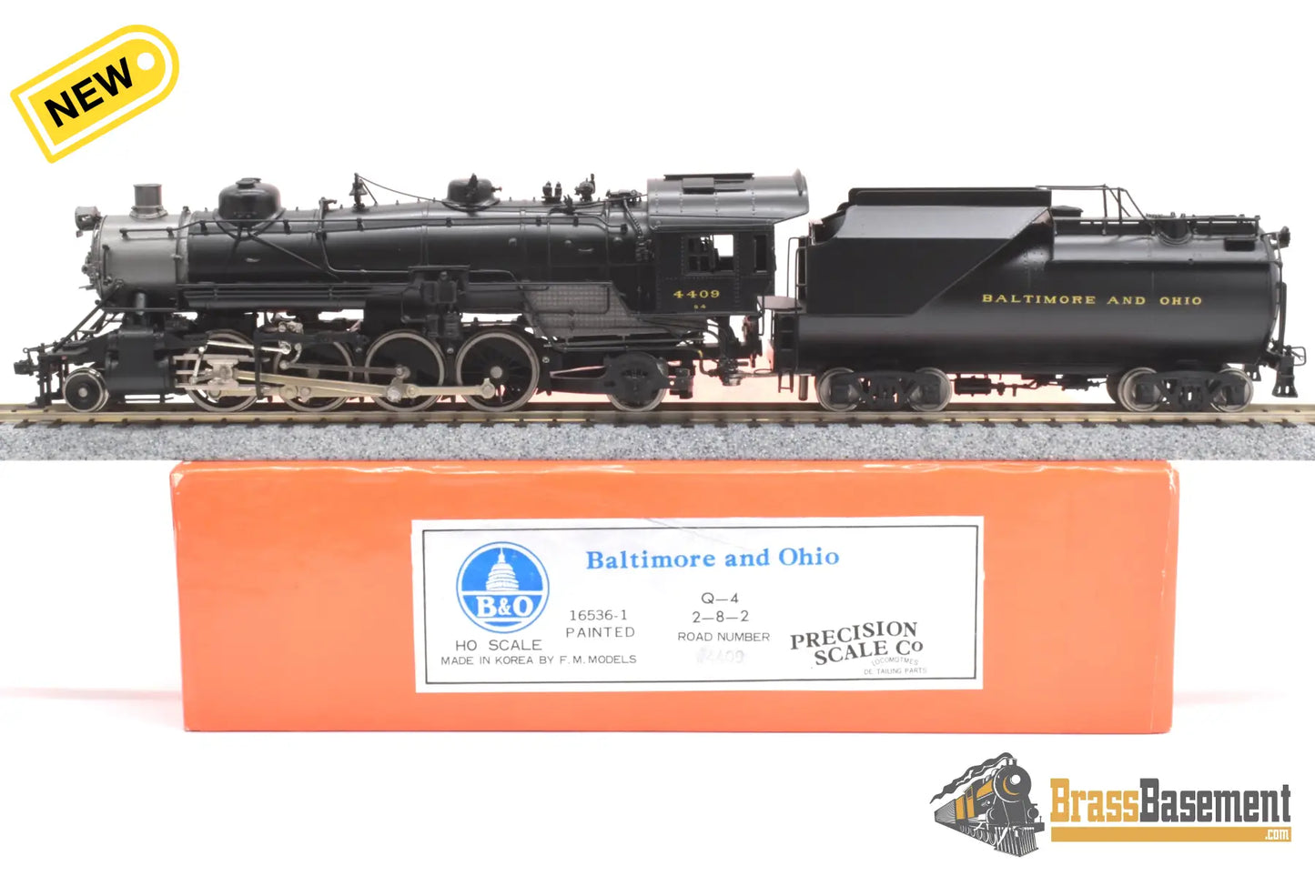 Ho Brass - Psc 16536-1 B&O Baltimore & Ohio 2-8-2 Q-4 #4409 Vanderbilt Tender F/P Mint Steam