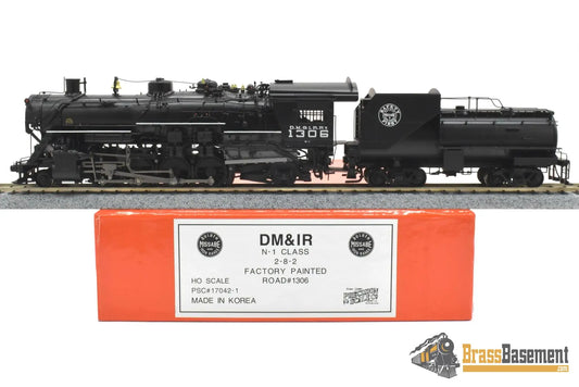 HO Brass - PSC 17042-1 DM&IR 2-8-2 Black Boiler #1306 Coffin FWH - RARE Steam