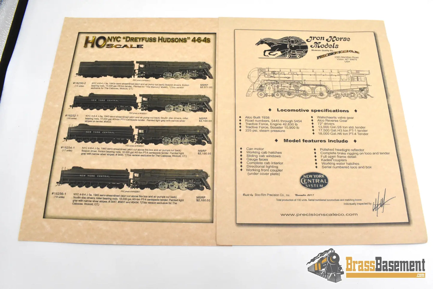 HO Brass - PSC 18256.1 NYC 1945 Era Streamlined Dreyfuss Hudson J3a 4-6-4 #5447 PT-4 Centipede Tender - #4/16 FP