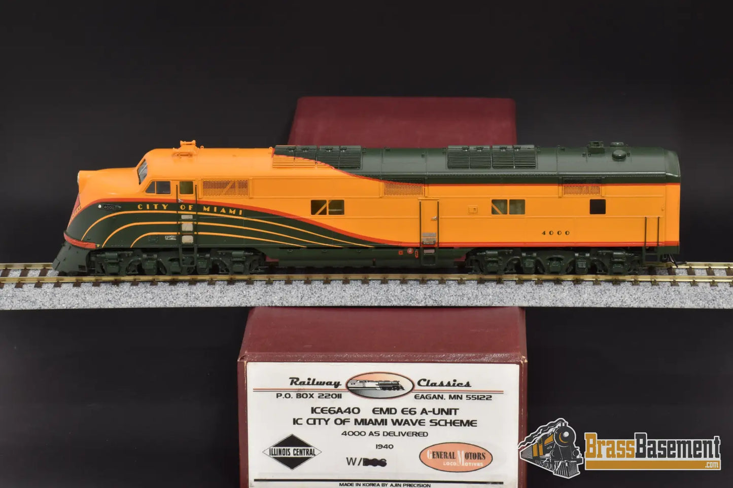Ho Brass - Railway Classics Rwc Ice6A40 Illinois Central E6A “City Of Miami” Wave Scheme Mint Diesel