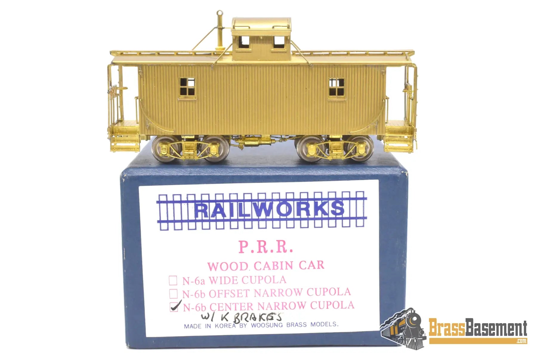 Ho Brass - Railworks Pennsylvania Prr N - 6B Center Narrow Cupola Caboose Unpainted Mint