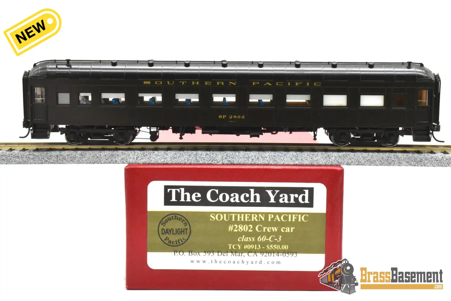 HO Brass TCY 0913 Southern Pacific SP #2802 Crew Car 60 C 3 F/P Interior Mint Passenger