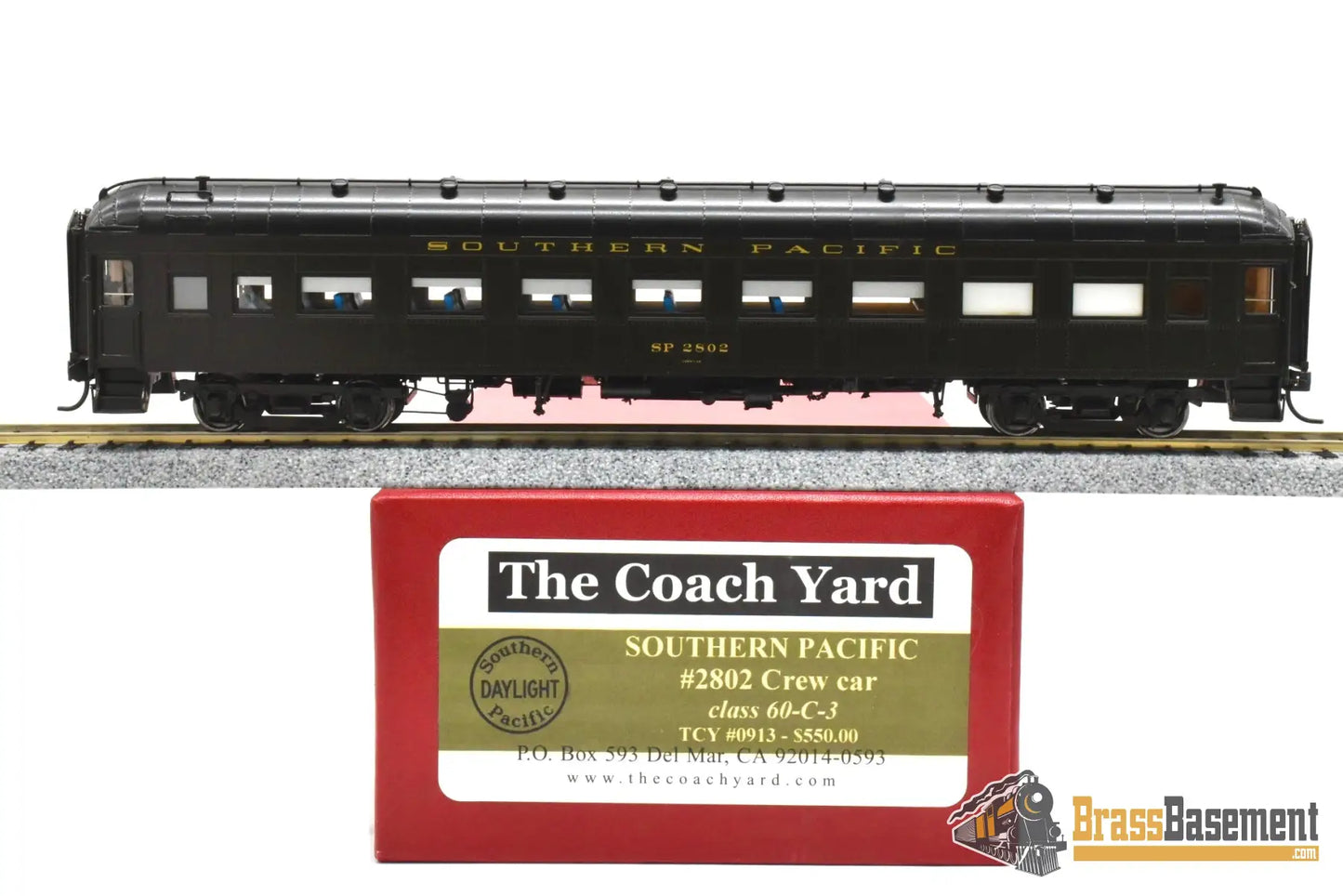 HO Brass TCY 0913 Southern Pacific SP #2802 Crew Car 60 C 3 F/P Interior Mint Passenger
