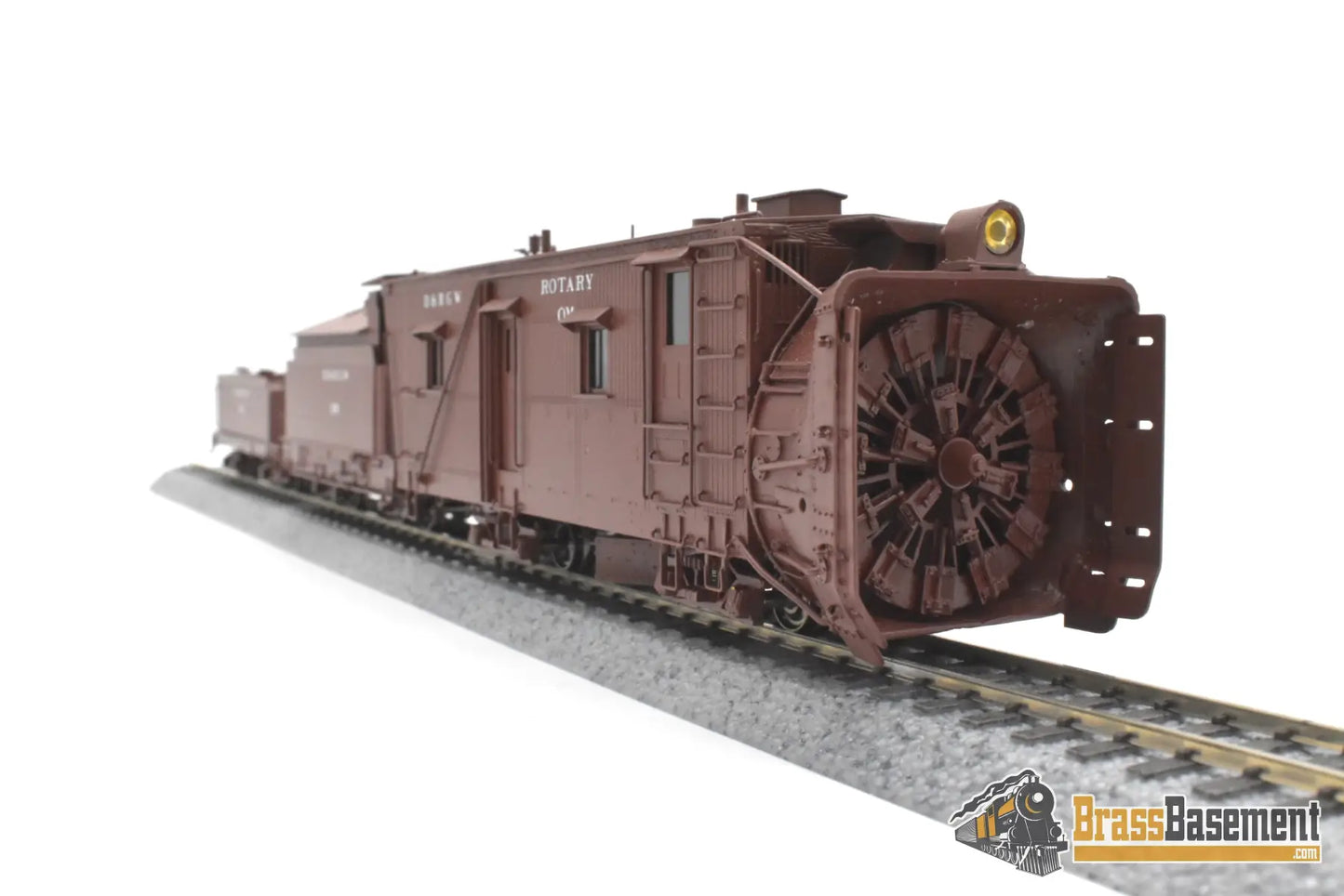 HOn3 Brass - OMI 1355.1 DRGW Rio Grande Rotary Snow Plow ‘OM’ w/ aux tender - F/P Boxcar Red Freight
