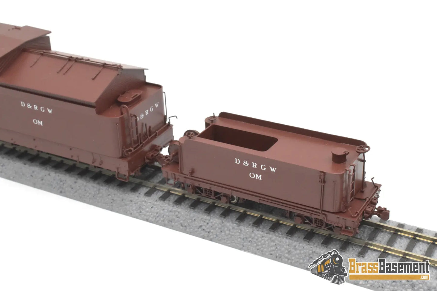 HOn3 Brass - OMI 1355.1 DRGW Rio Grande Rotary Snow Plow ‘OM’ w/ aux tender - F/P Boxcar Red Freight