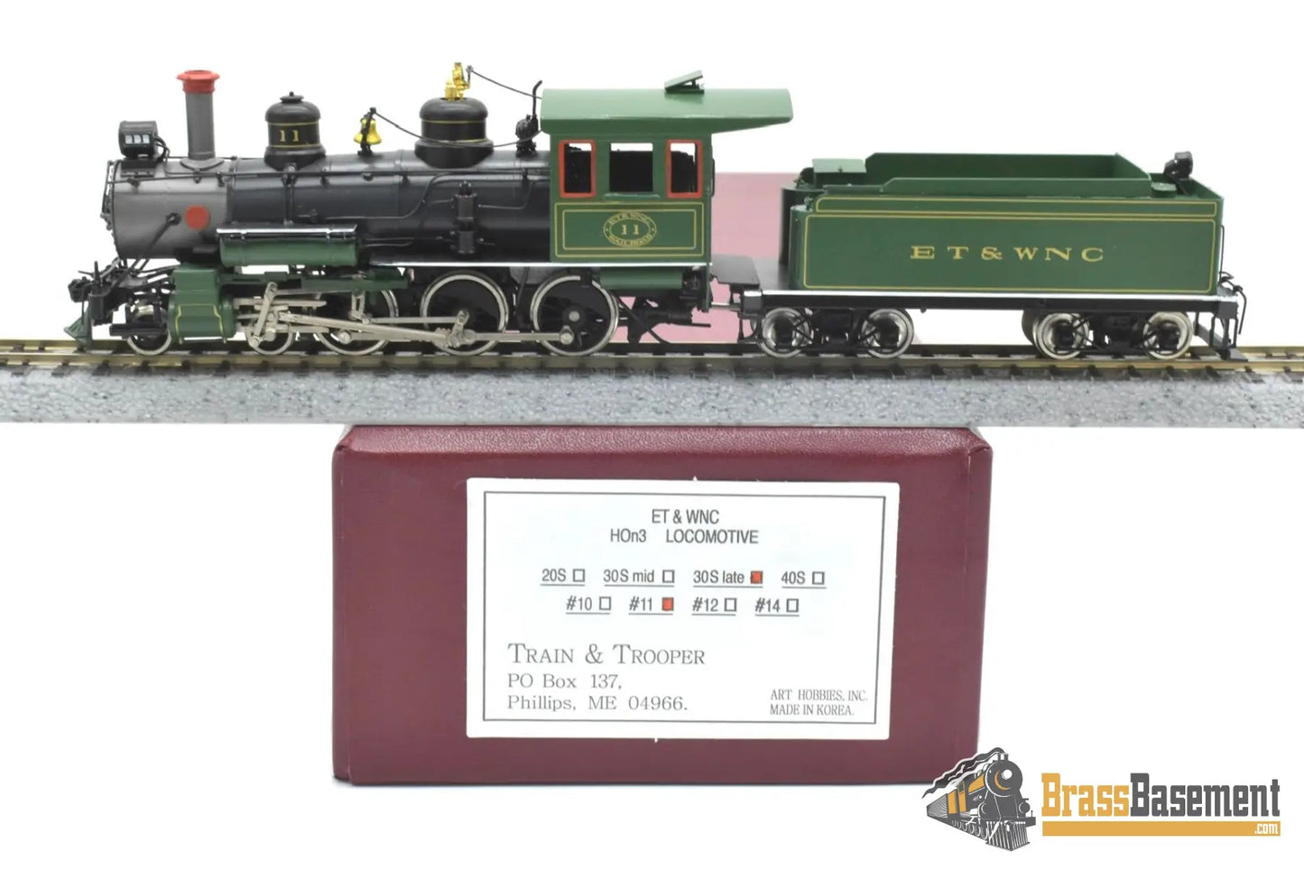 HOn3 Brass - Train & Trooper ET&WNC Tweetsie 4-6-0 #11 - 30’s - F/P East Tennessee & Western North Carolina Steam