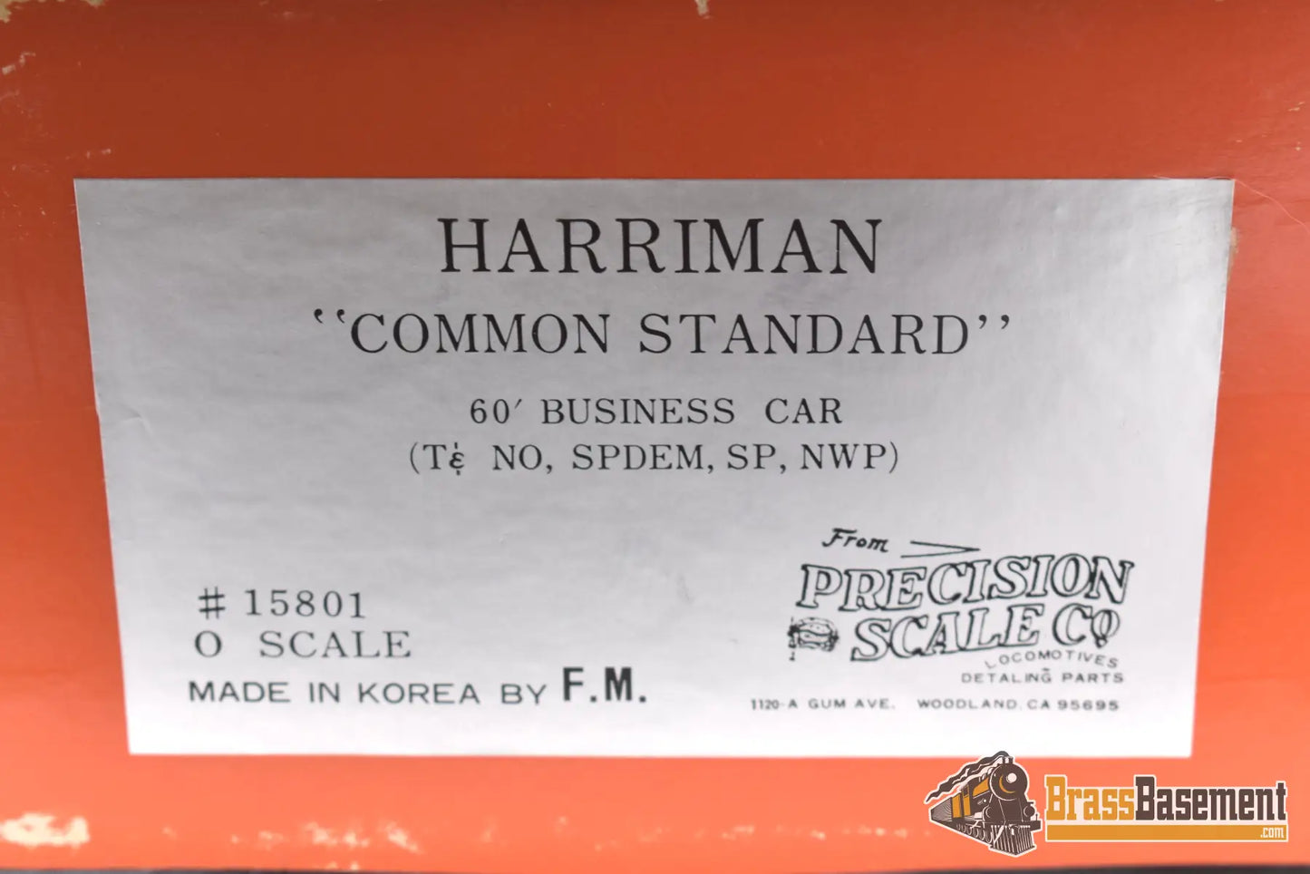 O Brass - Psc 15801 Northwestern Pacific “Redwood” Harriman 60’ Business Car F/P Passenger