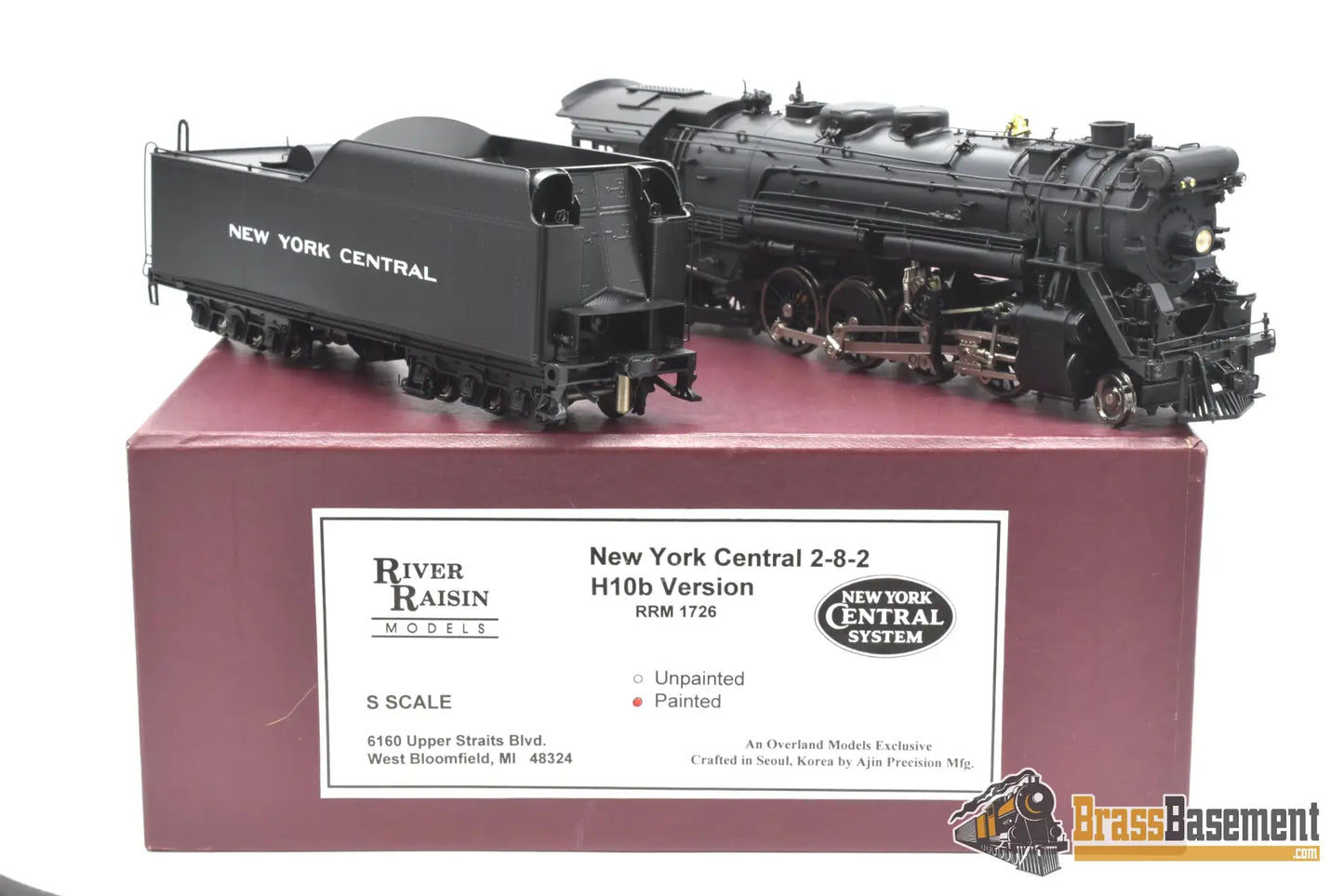 S Brass - River Raisin Models 1726 New York Central 2 - 8 - 2 H - 10B Factory Painted Mint Steam