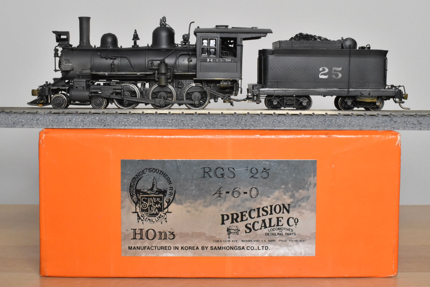 HOn3 Brass - PSC Rio Grande Southern RGS #25 4-6-0 - Custom Painted - Samhongsa